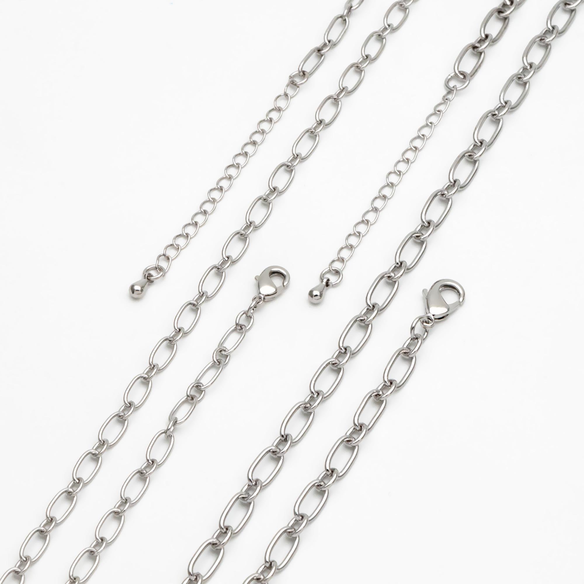 Dainty Gold/ Silver Oval Cable Chains 4/ 4.7mm, Finished Bracelet/ Anklet/ Necklace with Extender Chain, Ready to Wear (#LK-329)